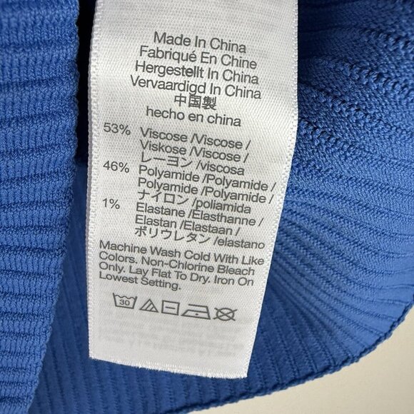 Madewell Ribbed Square Neck Tank Top Small NWT Blue Stretch Knit Summer Basics - Picture 7 of 8